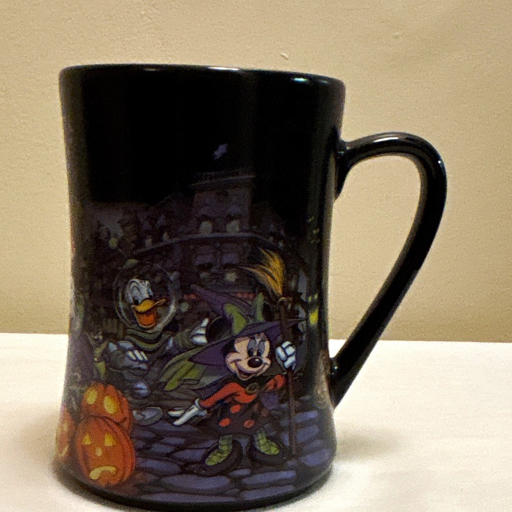 Disney Parks Happy Halloween Coffee Mug Haunted Mansion Mickey and Friends 12 oz